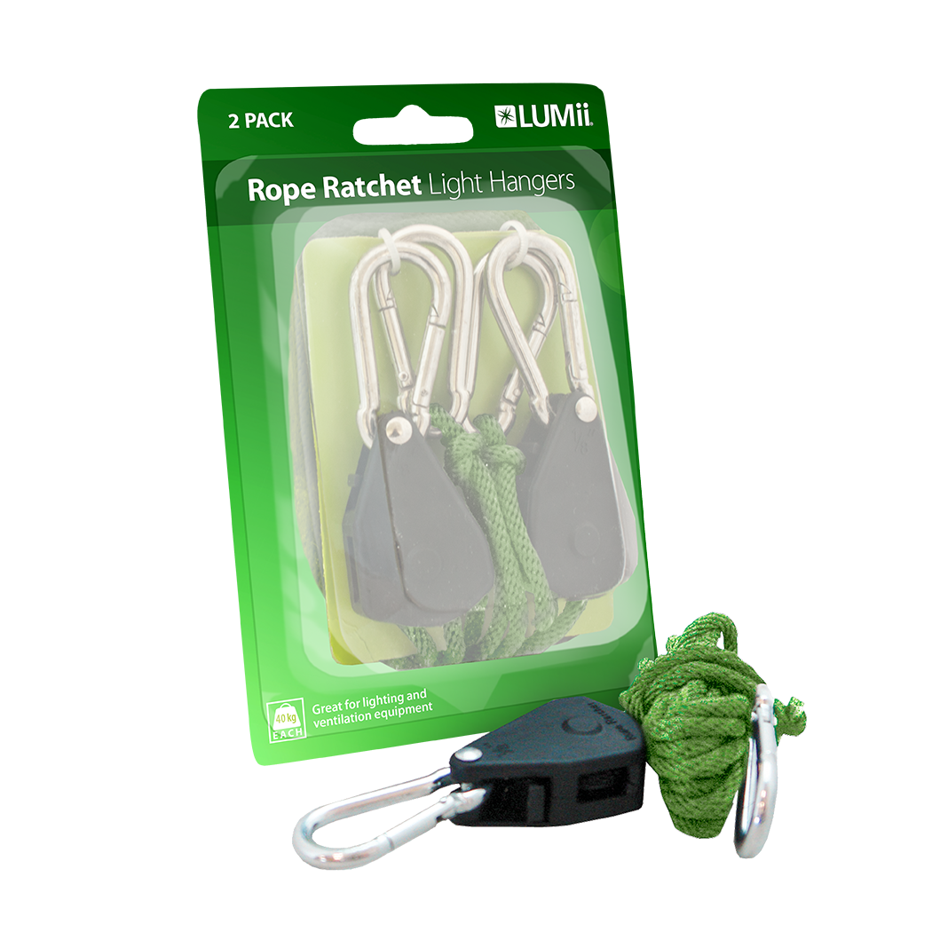 Lumii Rope Ratchet Light Hangers packaging with a single hanger on a white background