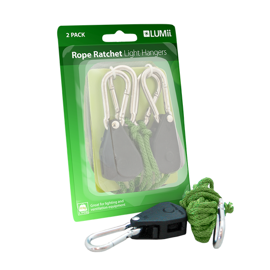 Lumii Rope Ratchet Light Hangers packaging with a single hanger on a white background