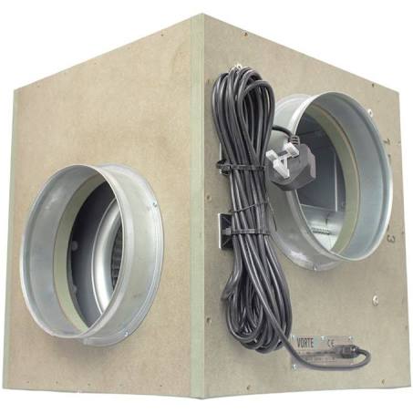 A 12-inch box fan with acoustic housing and a power cord.