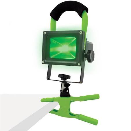 A green LED work light with a adjustable neck and base, featuring an ultra bright high-intensity green LED.